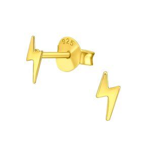 14k Gold Vermeil Tiny Lightning Bolt Ear Studs 6mm